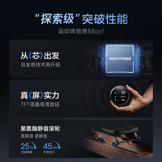 MOKFITNESS domestic products carefully select MOK Mok rowing machine hydro-magnetic dual-resistance household smart folding water-resistance rowing machine magnetic resistance fitness M30 (red oak model)