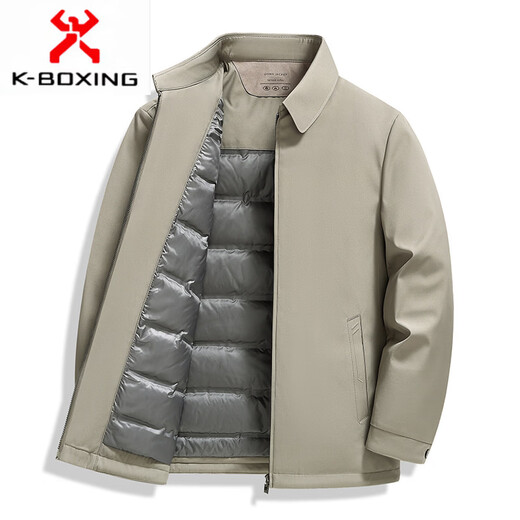 KBXNG Lapel Lapel Lightweight Down Jacket Men's Winter New Middle-aged Dad Korean Style Atmosphere Warm Casual Simple Outer Black M 170