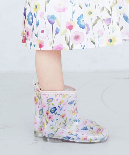 MIKIHOUSE Toddler Shoes Rapochet Rain Boots (15cm-20cm) Children's Long Boots Rain Shoes Waterproof Japan Direct Mail LK Light Pink (Swan Pattern) 16cm (6.4)