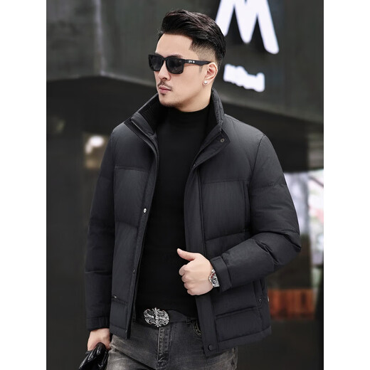 JEEP SPIRIT Jeep Fashion Stand Collar Down Jacket Men's 2026 Winter New Middle-aged Business Short Warm and Coldproof Jacket Trend B65 Gray Green 2XL 185 Recommended 150-170Jin Jin is equal to 0.5 kg