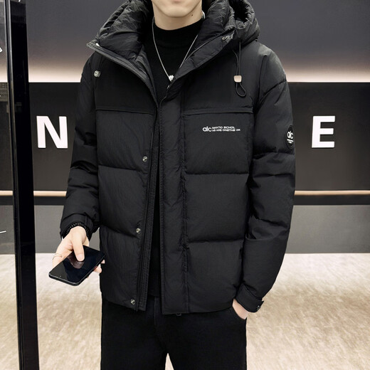 Snow Flying (SNOWFLYING) high-end men's down jacket men's winter 2025 new hooded light luxury trendy thickened windproof warm jacket trendy black 2XL 140-160Jin Jin equals 0.5 kg