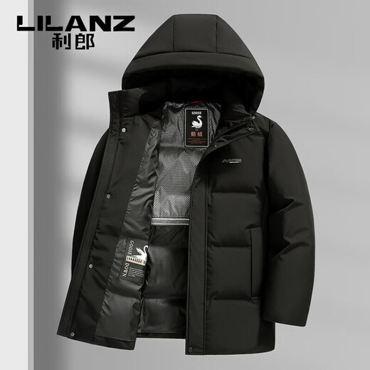 利郎（LILANZ）鸭绒羽绒服男士中长款冬季新款中年爸爸加厚保暖冬装外套男装 藏青色 L 175/96A