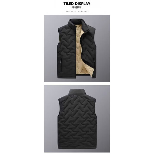 Lamb velvet vest men's vest autumn and winter plus velvet thickened warm down cotton vest winter vest top clothes black 2XL
