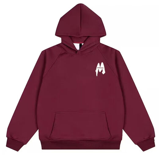 Wooden house red sweatshirt for girls, thickened and velvet, loose children's primary school class uniform, hooded cotton dance hiphop top, hooded burgundy M cat spring and autumn thin style 110 recommended height 100-110CM