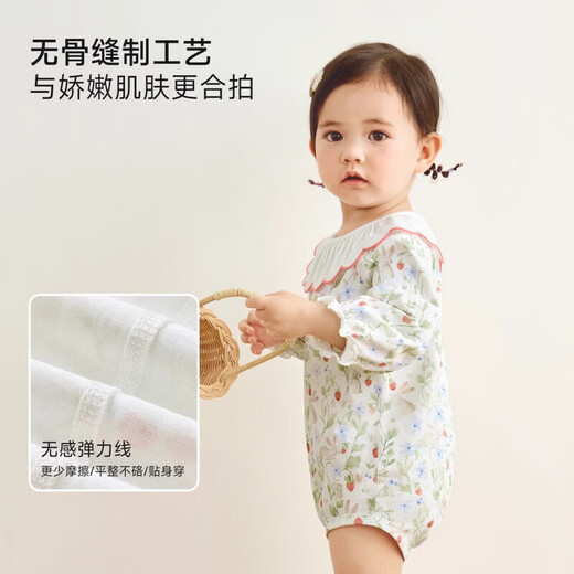 Nido Bear Spring New Baby Clothes Female Baby Clothes Jumpsuit Cute Cotton Romper Spring and Autumn 25CX006 Cranberry Bunny 90cm