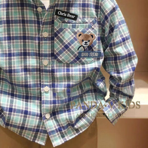 G.duck children's clothing 25 spring new style boys' long-sleeved shirt cotton brushed plaid medium and large children's casual blue 1 140 cm