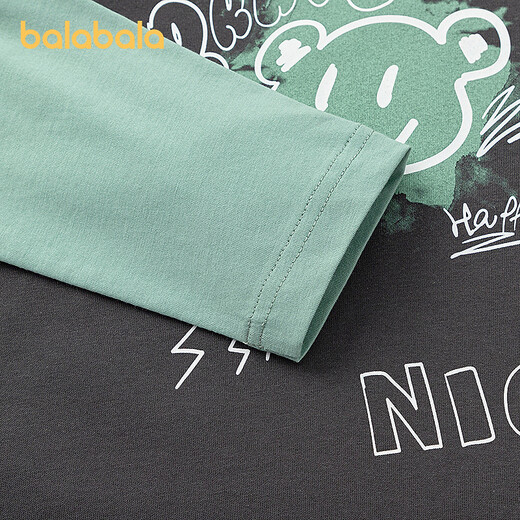 BALABALA balaOne Balabala children's clothing children's long-sleeved T-shirt boys 2026 spring new fake two-piece top dark gray 20911 160