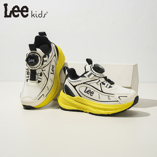 LEE KIDS children's sports shoes, men's and women's running shoes, 26 spring new running shoes, non-slip and wear-resistant casual shoes, white and black 26, inner length 17.3cm, suitable for feet 16.3-16.8cm long