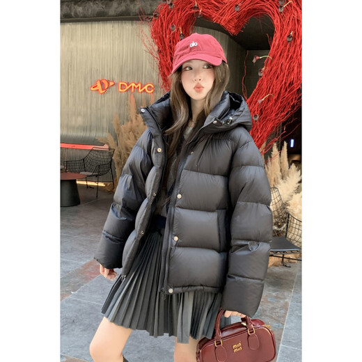 Bolison international first-line brand 95 white duck down down jacket women's short 2025 new small cloud puff hooded white XS 100Jin Jin equal to 0.5 kg or less