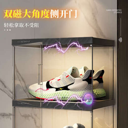 Yusenyi Shoe Storage Household Large Capacity Transparent Shoe Box Folding Shoe Cabinet Shoe Wall Display Rack with Remote Control High Permeability Magnetic Door 4 Pairs (High-end Shoe Storage)
