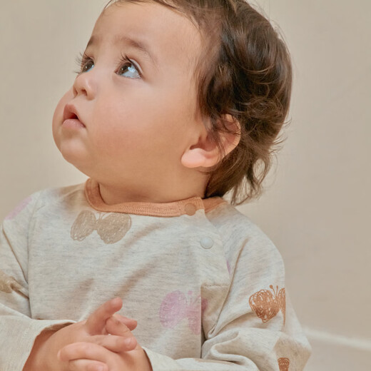 Papa pure cotton crawling spring baby jumpsuit for men and women, skin-friendly and comfortable baby crawling suit 2026 new style, light gray 66cm