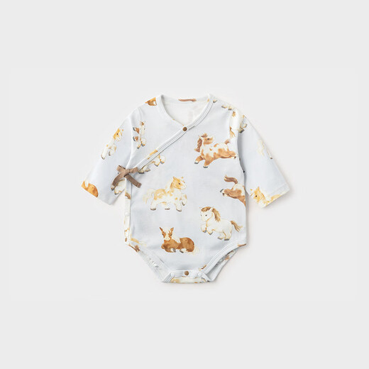 Koala Nose Super Cute Powerful Cute and Stylish Newborn Soft Cotton Year of the Horse Fashionable Fart Clothes for Newborns in All Seasons Phantom Blue 52cm