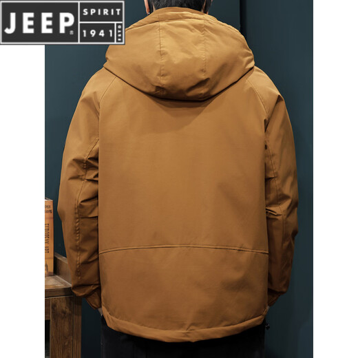 JEEP SPIRIT90 Куртка на утином пуху Мужская зимняя рабочая куртка Куртка с капюшоном Новая теплая утепленная одежда Trend Army Green M 100-125Jin Jin равен 0,5 кг