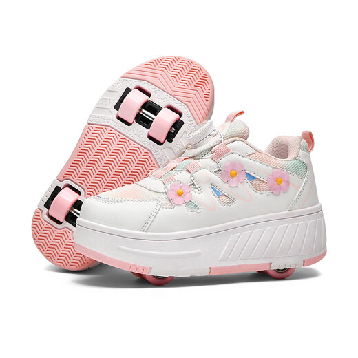 Chiyun Children's Heelys Shoes Autumn and Winter New Children's Shoes Removable Invisible Sports Skates Student Roller Shoes Pink 29