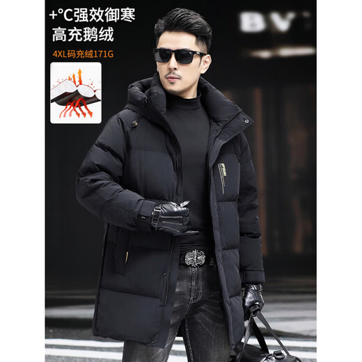 JEEP SPIRIT Jeep Business Гусиный пуховик мужской средней длины, утепленная теплая зима 2025, новая зимняя куртка, мода 8825, черный, 2XL 185