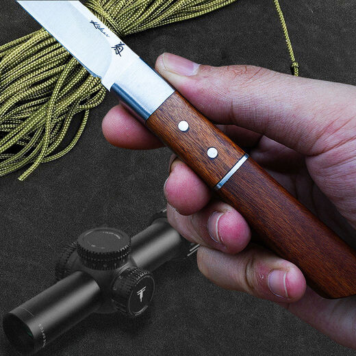 OTHER Direct Customer Kikuta Keel Integrated Hand-Handed Meat Knife High Hardness Sharp Fruit Knife Sheep Steak Knife Household Fruit Knife Brown 9 Points 9cm