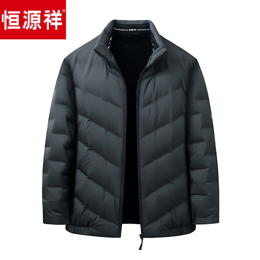 Hengyuanxiang Short Down Jacket Men's 2026 Winter Lightweight Stand Collar Down Jacket Casual Warm Duck Down Jacket Men Gray Green XL 180/92A