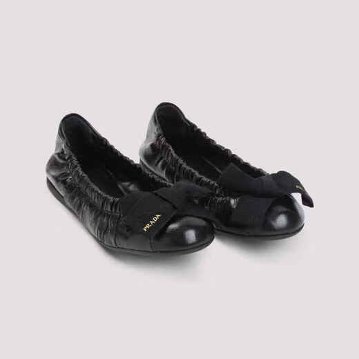 PRADA SS26 Light Luxury Women's Black Leather Ballet Flats BLACK 20 | 37.5 IT