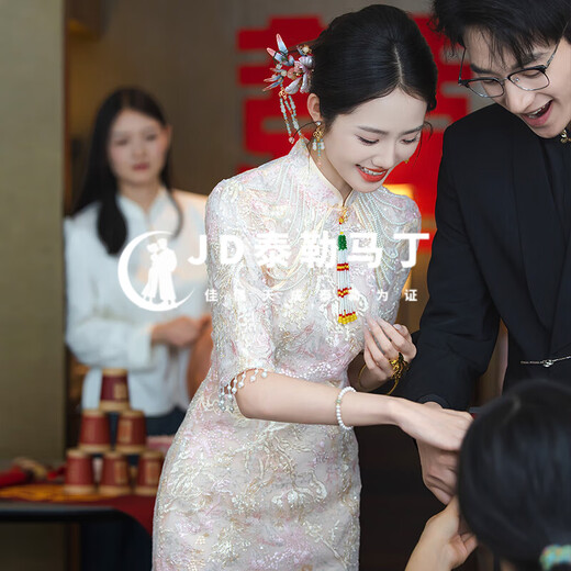 Taylor Martin Pink New Chinese Bridal Cheongsam 2025 New Engagement Dress Toast Wedding Certificate Return Service QP15 Regular 2XL