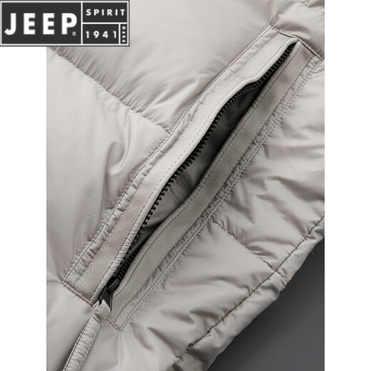 JEEP SPIRIT新款轻便冬装羽绒服男士中长款冬季连帽防风鹅绒保暖加厚外套男 黑色 2XL 185