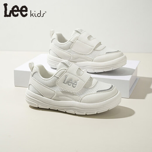 LEE KIDS children's shoes spring new children's dad shoes versatile mesh soft bottom running shoes for men and women white 26