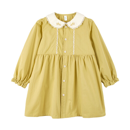 Xiaoyinman children's clothing girls embroidered doll collar dress 26 spring cute and sweet long dress for children and middle-aged girls ginger 105