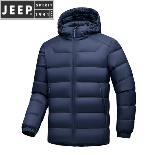 JEEP SPIRIT winter new down jacket for men and women couples hooded thickened white duck down windproof and warm quality down autumn and winter jacket men's black L