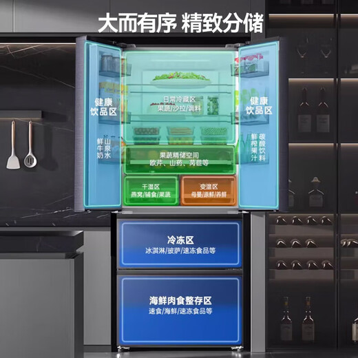 容声526L双净双系统法式多门四开门电冰箱家用一级能效风冷无霜节能大容量 IDP主动除菌BCD-526WD1MPA灰