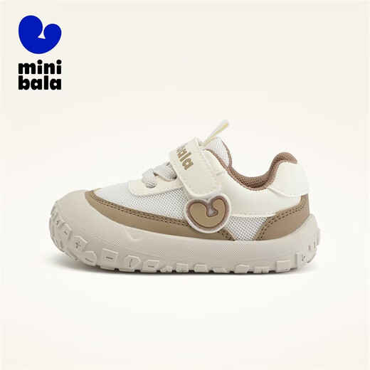 Minibala children's shoes, children's toddler shoes, spring new baby breathable lightweight sports shoes, infant and child anti-collision soft-soled mesh shoes, khaki size 23, suitable for feet 13.8-14.3cm long