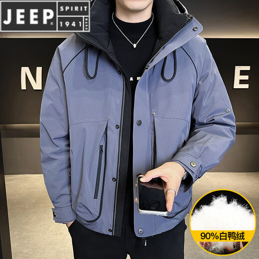 JEEP SPIRIT Пуховик мужской короткий толстый корейский стиль Свободный модный бренд 2025 Зима Новый верх с воротником-стойкой Теплая куртка Куртка вишнёво-красного цвета M