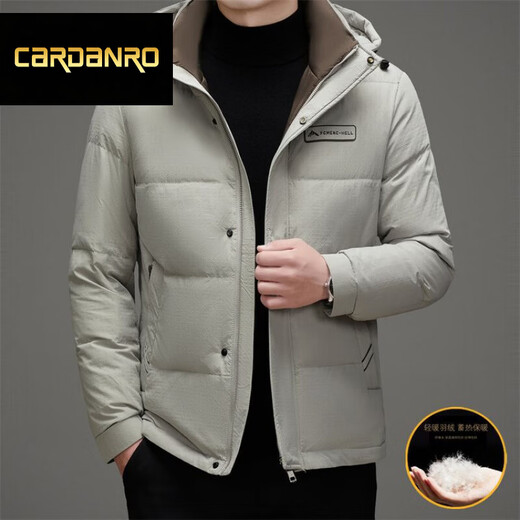 CARDANRO奢侈品牌高端中长款羽绒服男士冬季中老年加厚爸爸老人冬装外套 黑色 L 175