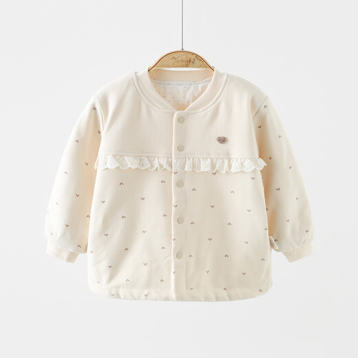 GARDEN CITY baby home wear top autumn and winter 40g quilted sweet lace baby girl thin cotton warm split collar jacket milk coffee color 40g quilted丨suitable for 15-20 degrees 90 cm 12-14kg丨buy the fit according to your height