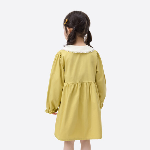 Xiaoyinman children's clothing girls embroidered doll collar dress 26 spring cute and sweet long dress for children and middle-aged girls ginger 105