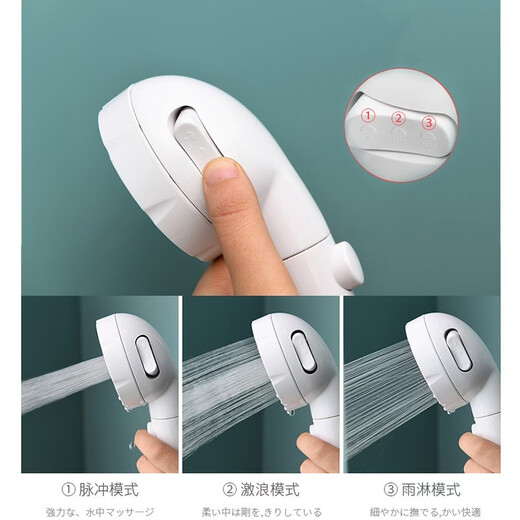 Home KATEI STORY Japanese powerful supercharged shower head three-speed adjustable solar shower handheld universal shower head white