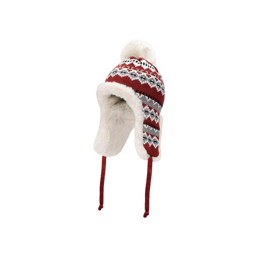 Xuanzi (SHINE) Qiqijiang exclusive SHINE Xuanzi jewelry knitted Fair Isle series plush hat fur ball beanie red M (56-58cm)
