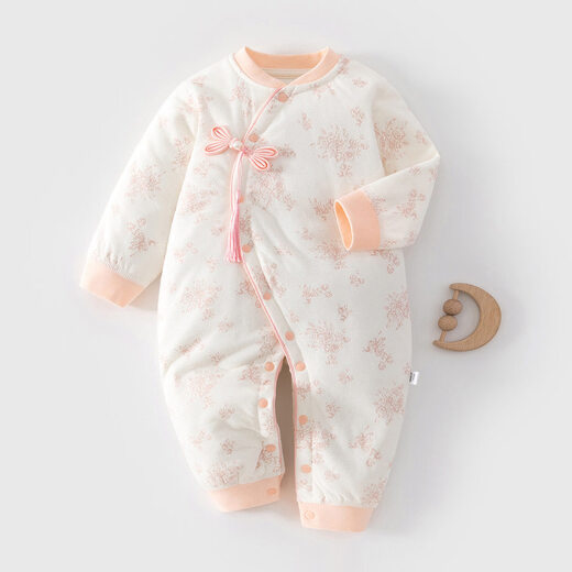 JOYNCLEON Newborn baby jumpsuit winter quilted warm crawling suit for men and women baby sweater infant and toddler outing suit 40g quilted onesie with flowers 73cm 6-9 months recommended weight 7.2-9kg