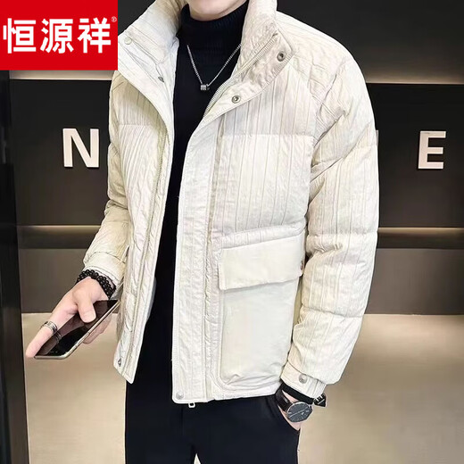 Hengyuanxiang 2026 Stand Collar New Down Jacket Winter Lightweight Short Men's Jacket Thickened Winter Warmth Black L 115-125Jin Jin is equal to 0.5 kg
