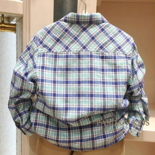 G.duck children's clothing 25 spring new style boys' long-sleeved shirt cotton brushed plaid medium and large children's casual blue 1 140 cm