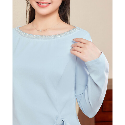 IEF/Aiyifu Slightly Fat Plus Size Women's Clothing 2026 Spring New Korean Commuting Style Design Top Blue M