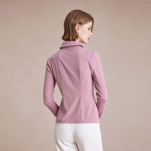 MORELINE Mulan French Elegant V-neck Long Sleeve Shirt Women's 2026 Spring New Simple Age-Reducing Slimming Shirt Mousse Lotus Root Powder M