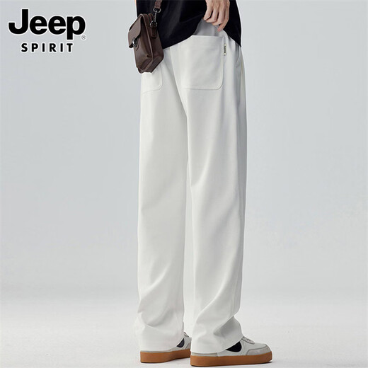 JEEP SPIRIT Jeep pants men's ice silk thin casual pants men's summer loose straight wide-leg suit pants