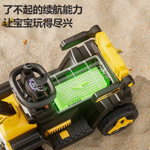 HERO THRIVE children's electric excavator can seat one person plus size 1-3 years old electric diggable earth toy car excavator engineering vehicle high-end Carlo yellow single drive single electric + Bluetooth + early education music SF Express door-to-door Children's Day gift boys birthday gift