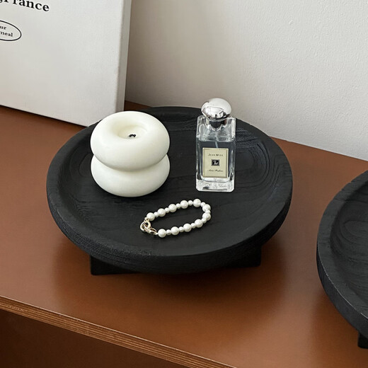 Shantou Lincun Second-hand Solid Wood Jewelry Jewelry Aromatherapy Display Storage Tray Light Luxurious Entrance Key Storage Ornament Small + Large Fired Round Wooden Stand