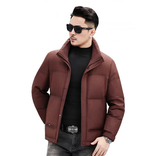 JEEP SPIRIT Jeep Fashion Stand Collar Down Jacket Men's 2026 Winter New Middle-aged Business Short Warm and Coldproof Jacket Trend B65 Gray Green 2XL 185 Recommended 150-170Jin Jin is equal to 0.5 kg