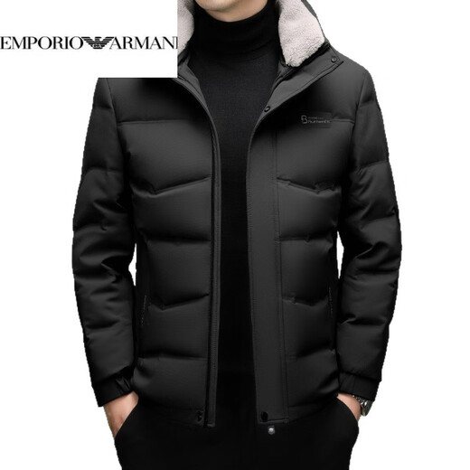 EMPORIO ARMANI Armani thickened down jacket men's short 2026 winter new style removable hood white duck down winter clothing warm and casual green XL 180 (140-155Jin Jin equals 0.5 kg)