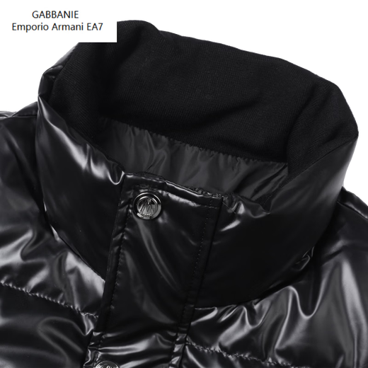Emporio Armani EA7阿玛尼高端亮面免洗羽绒服男士夹克新款立领时尚绣花外套潮 黑色高端羽绒服 L