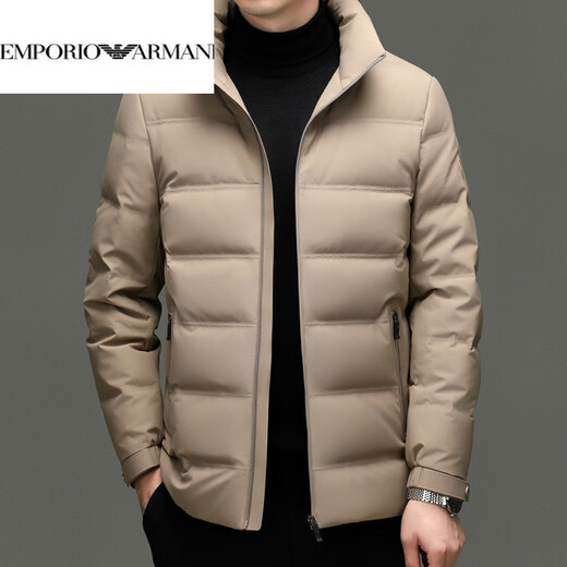 EMPORIO ARMANI Armani Men's Stand Collar Down Jacket Winter Trend Versatile Middle-aged Fashion Simple Warm Jacket 90 White Duck Down Mist Blue XL 180