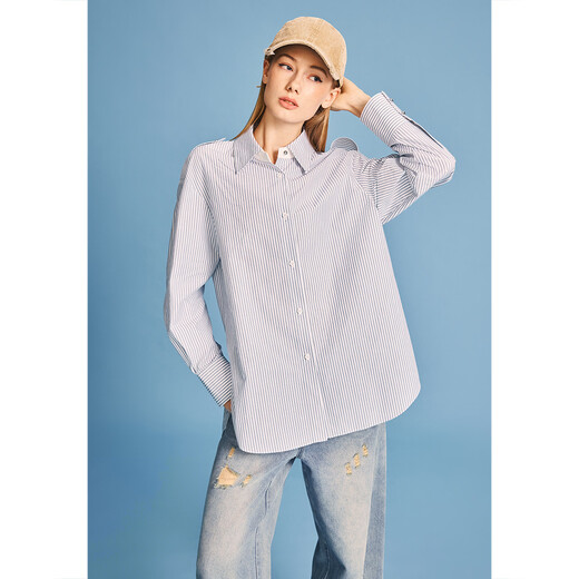 Psalm (PSALTER) Elite loose PSALTER Psalm crisp drape straight striped long-sleeved shirt 2026 spring new style off-white S