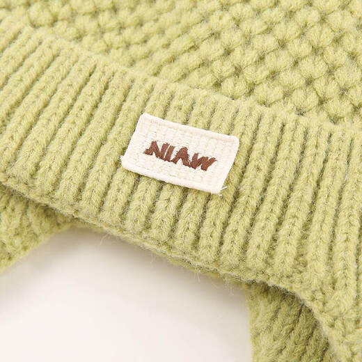 JOYNCLEON baby hat autumn and winter warm thickened knitted ear protection hat for young children going out windproof woolen hat off-white 40-48cm 4 months-2 years old
