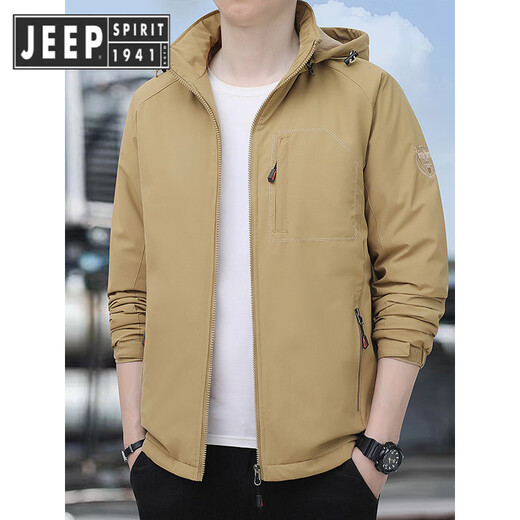 JEEP SPIRIT Jeep Men's Jacket Spring and Autumn Trendy Fashion Casual Loose Large Size Windproof Top Jacket Black M